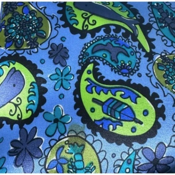 Vintage Lilly Pulitzer Silk‎ Maxi Dress 12 Blue Paisley Long Sleeve Wrap RARE - Picture 7 of 7